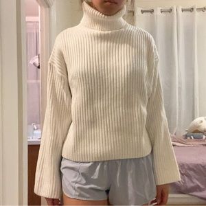 white knit sweater